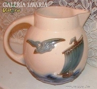 Antique Relief Patterned French Digoin Sarreguemines Jug