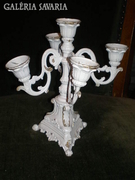 5-ágú gyertyatartó fehér, antikolt, 22 cm
