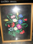 Antique embroidered picture