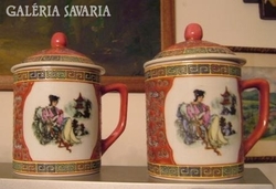 Chinese lidded marked handle holder, large mug with lid