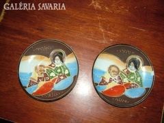 Two pieces of hand-painted satsuma oriental decorative plates (marked)