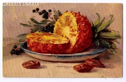 Csendélet ananásszal - Régi képeslap