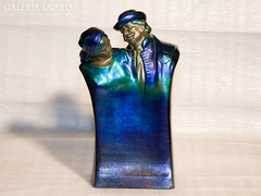 Körpecsétes Zsolnay figura pár, hibátlan, 26cm magas