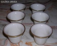 Aranyozott szélű 6 db porcelán snapszos pohár