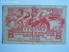 2 korona értékü utalvány 1919