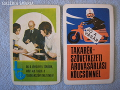 2 db Takarékszövetkezet kártyanaptár,1969-72