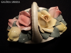 ENS porcelán rózsás kosár 
