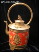 Antik Chinai Ezüst+ Porcelán Kiöntő Gyűjtői Ritkasá