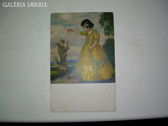 Egy kis ínyencfalat antik képeslap 1923.