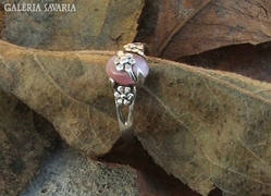 Rózsaszín köves ezüst gyűrű