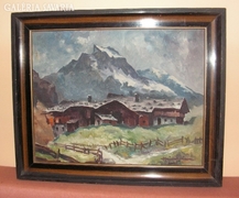 Alpesi táj-festmény kerettel-olcsón