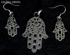 Tibeti ezüst fülbevaló, 925-ös ezüstkampóval, segítő