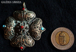 régi tibeti gyémántjogar formájú filigrán ezüst medá
