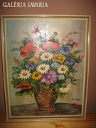 Fischer Edwin -Virágcsendélet Olajfestmény.52 x 52 cm