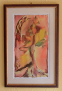 Rákos Éva Ősz c. selyemakvarell képe. 