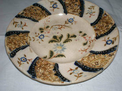 Zsolnay (?) fali tányér, antik, akasztható, áttört,17,5