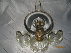 Petróleum lámpa régi üveg+ 2db tartó (20cm)