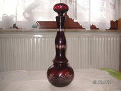 Polished, burgundy, glass vase 35 cm high