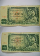 2db cseh 100 koronás bankjegy 1961-es