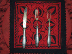 Evőeszköz ezüst alpakka réz villa kés
