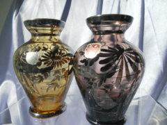 Antik Muránói Vázák, ráégetett színezüst díszítés