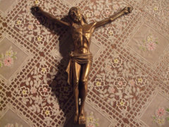 Kifeszített Jézus falra akasztható réz szobra