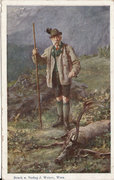 Régi antik vadász képeslap iratlan Ferenc József bélyeg