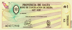 Argentina 1 Austral 1987 Unc Regionális Pénz!!