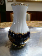 Zsolnay Pompadúr Aranyozott Kobaltkék Fehér Váza