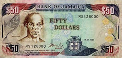 Jamaica 50 dollar 2007 Unc