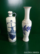 Delft-i kézzel festett palack dugóval és kínai váza