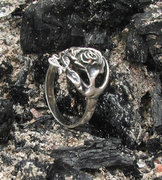 Antikolt rózsás ezüst gyűrű