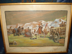 Pállya Celesztin Vásár című tempera festménye 1939.