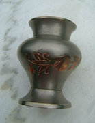 Silver-plated - engraved - copper vase