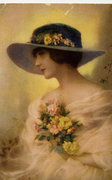Csokros hölgy virágos kalapban, 1921