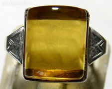 Art Deco Orosz Ezüst Borostyán Köves Gyűrű