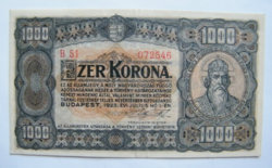 nagyon szép 1000 Korona 1923 nyomdahely nélkül