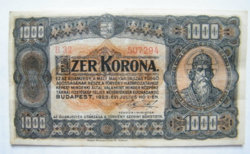 nagyon szép 1000 Korona 1923 MPNY