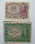 20 + 100  Korona 1922  Unc