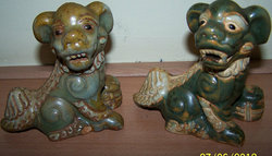 19-20 századi,antik,Kínai kerámia kutya szobor pár