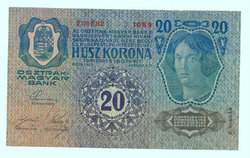 1913 20 korona II. kiadás felülbélyegzés nélkül RITKA 