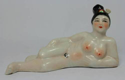 Kézzel festett kínai hölgy, tubákos üveg