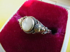 Holdköves antik ezüst gyűrű