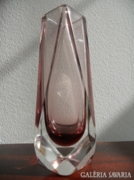 MANDRUZZATO Murano, lila színű prizma váza