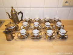Ezüstözött Bavaria porcelán 12 személyes teás készlet