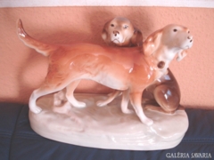 Royal Dux Csehszlovák porcelán kutyapár