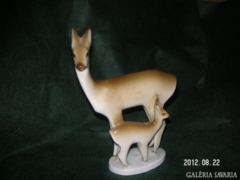 Zsolnay, in good condition, art deco, Sinko figure, with deer kid