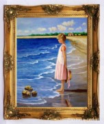 Kislány a tengerparton festmény