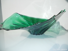  Hatalmas, Tengeri Kagyló formájú üveg tál 47x30cm