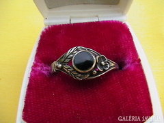 Antik, fekete onixos ezüst gyűrű